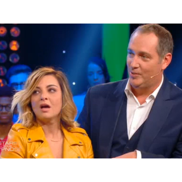 Priscilla terrifiée dans "Stars sous hypnose" sur TF1 le 28 janvier 2017.