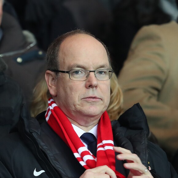 Le prince Albert II de Monaco lors du match de ligue 1 Paris Saint-Germain (PSG) - AS Monaco (1-1) au Parc des Princes à Paris, le 29 janvier 2017.