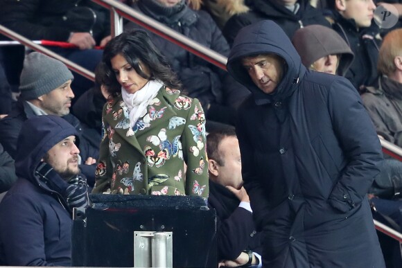 Roberto Mancini et sa compagne - People au match de ligue 1 Paris Saint-Germain (PSG) - AS Monaco (1-1) au Parc des Princes à Paris, le 29 janvier 2017.