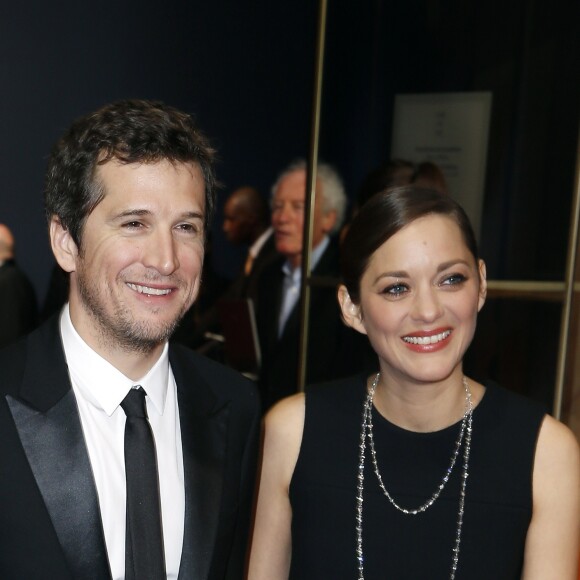 Guillaume Canet et sa compagne Marion Cotillard - Arrivées Intérieur - 40e cérémonie des Cesar au théâtre du Châtelet à Paris, le 20 février 2015.