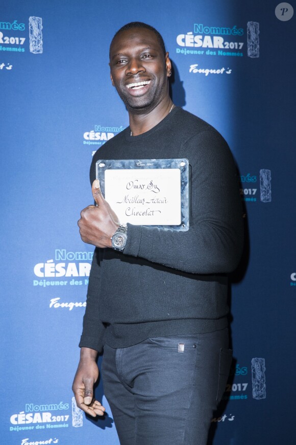 Omar Sy (nommé pour le César du Meilleur Acteur pour "Chocolat") - Déjeuner des nommés aux César 2017 au restaurant Fouquet's à Paris, le 4 février 2017. © Olivier Borde/Bestimage