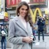 Iris Mittenaere, Miss Univers 2016, lors d'un rendez-vous avec nos photographes à Times Square (New York) le 6 février 2017.