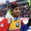 Troisième titre mondial pour Martin Fourcade, vainqueur de la poursuite en Biathlon à Oslo en Norvège le 5 mars 2016.