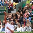 Yannick Noah dispute le trophée des légendes devant sa famille lors des internationaux de France de tennis à Roland Garros à Paris le 4 juin 2016. © Moreau - Jacovides / Bestimage