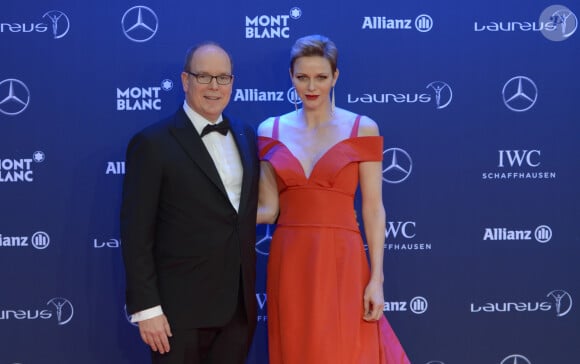 Le prince Albert II de Monaco et la princesse Charlene de Monaco lors de la soirée des Laureus World Sport Awards 2017 à Monaco le 14 février 2017. © Michael Alesi/Bestimage