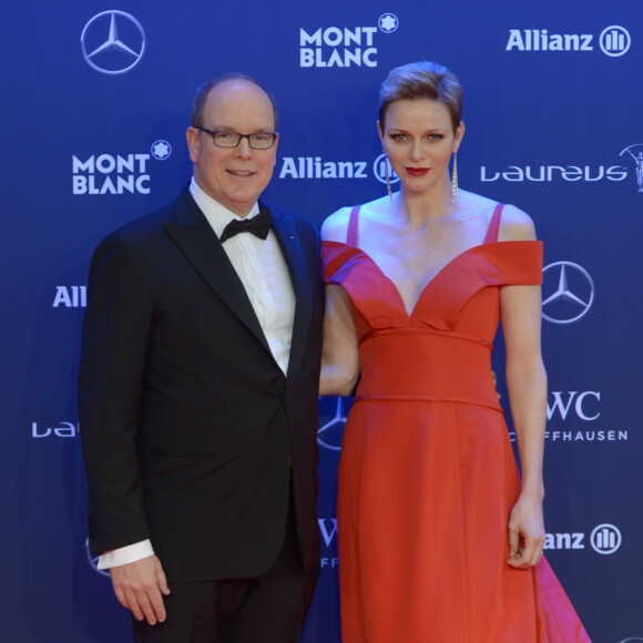 Le prince Albert II de Monaco et la princesse Charlene de Monaco lors de la soirée des Laureus World Sport Awards 2017 à Monaco le 14 février 2017. © Michael Alesi/Bestimage