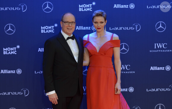 Le prince Albert II de Monaco et la princesse Charlene de Monaco lors de la soirée des Laureus World Sport Awards 2017 à Monaco le 14 février 2017. © Michael Alesi/Bestimage