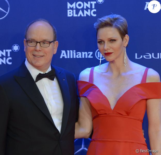 Le prince Albert II de Monaco et la princesse Charlene de Monaco lors de la soirée des Laureus World Sport Awards 2017 à Monaco le 14 février 2017. © Michael Alesi/Bestimage