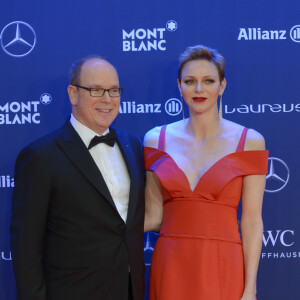 Le prince Albert II de Monaco et la princesse Charlene de Monaco lors de la soirée des Laureus World Sport Awards 2017 à Monaco le 14 février 2017. © Michael Alesi/Bestimage