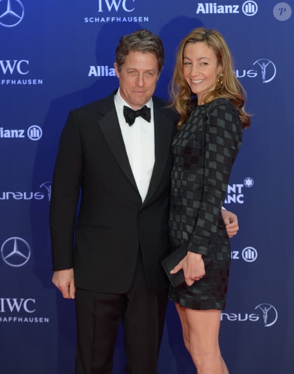 Hugh Grant et sa compagne Anna Elisabet Eberstein lors de la soirée des Laureus World Sport Awards 2017 à Monaco le 14 février 2017. © Michael Alesi/Bestimage