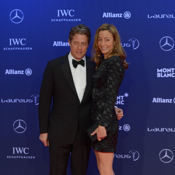 Hugh Grant, maître de cérémonie, et sa compagne Anna Elisabet Eberstein lors de la soirée des Laureus World Sport Awards 2017 à Monaco le 14 février 2017. © Michael Alesi/Bestimage
