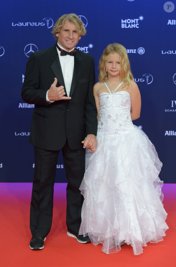 Robby Naish et sa fille Christina lors de la soirée des Laureus World Sport Awards 2017 à Monaco le 14 février 2017. © Michael Alesi/Bestimage