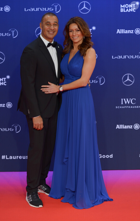 Ruud Gullit et sa compagne Maggie Jimenez lors de la soirée des Laureus World Sport Awards 2017 à Monaco le 14 février 2017. © Michael Alesi/Bestimage