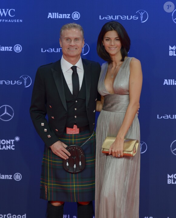 David Coulthard et sa femme Karen Minier lors de la soirée des Laureus World Sport Awards 2017 à Monaco le 14 février 2017. © Michael Alesi/Bestimage