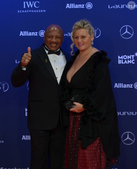 Marvin Hagler et sa femme Kay Guarrera lors de la soirée des Laureus World Sport Awards 2017 à Monaco le 14 février 2017. © Michael Alesi/Bestimage