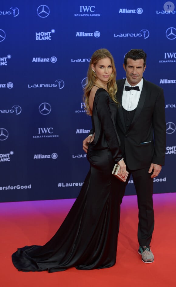 Luís Figo et sa femme Helen Svedin lors de la soirée des Laureus World Sport Awards 2017 à Monaco le 14 février 2017. © Michael Alesi/Bestimage