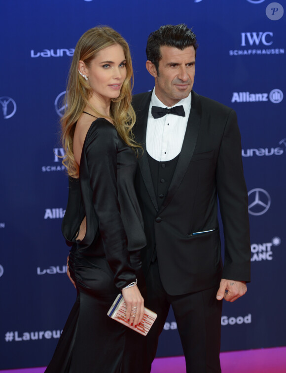 Luís Figo et sa femme Helen Svedin lors de la soirée des Laureus World Sport Awards 2017 à Monaco le 14 février 2017. © Michael Alesi/Bestimage
