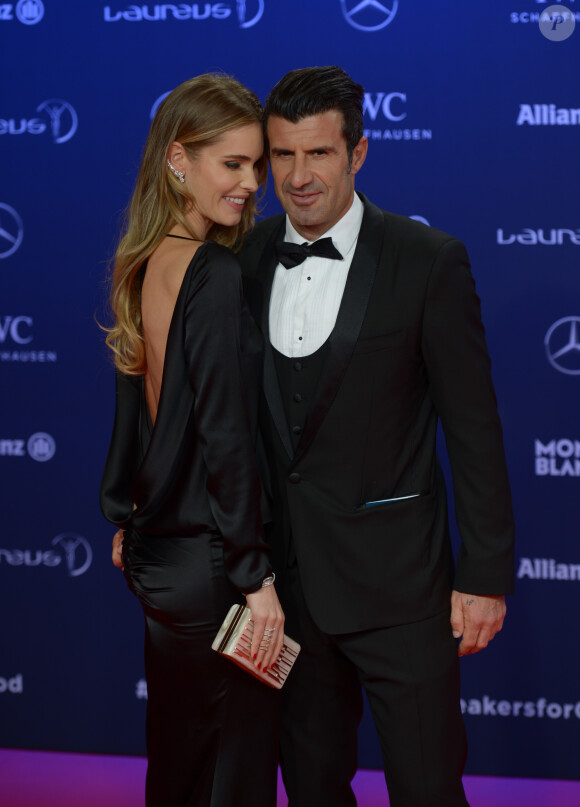 Luís Figo et sa femme Helen Svedin lors de la soirée des Laureus World Sport Awards 2017 à Monaco le 14 février 2017. © Michael Alesi/Bestimage