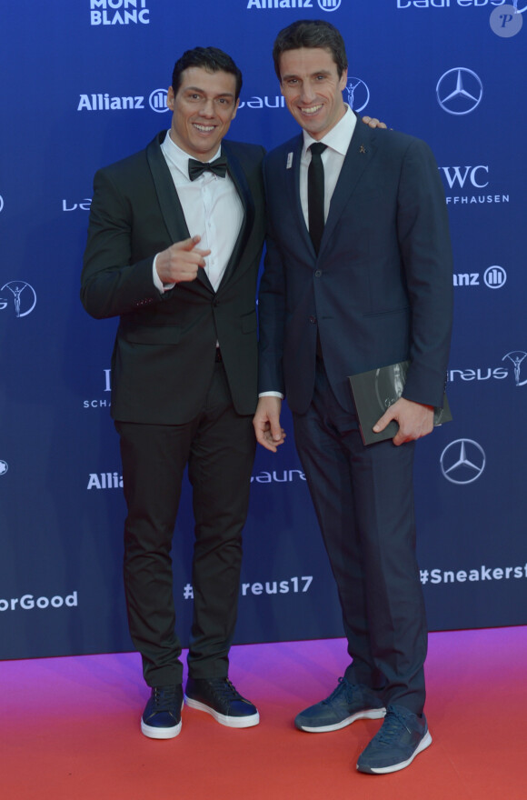 Taïg Khris et Tony Estanguet lors de la soirée des Laureus World Sport Awards 2017 à Monaco le 14 février 2017. © Michael Alesi/Bestimage