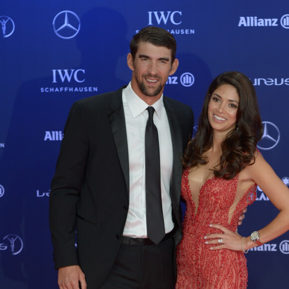 Michael Phelps et sa compagne Nicole Johnson lors de la soirée des Laureus World Sport Awards 2017 à Monaco le 14 février 2017. © Michael Alesi/Bestimage