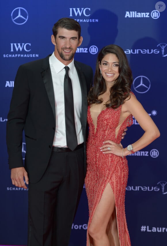 Michael Phelps et sa compagne Nicole Johnson lors de la soirée des Laureus World Sport Awards 2017 à Monaco le 14 février 2017. © Michael Alesi/Bestimage