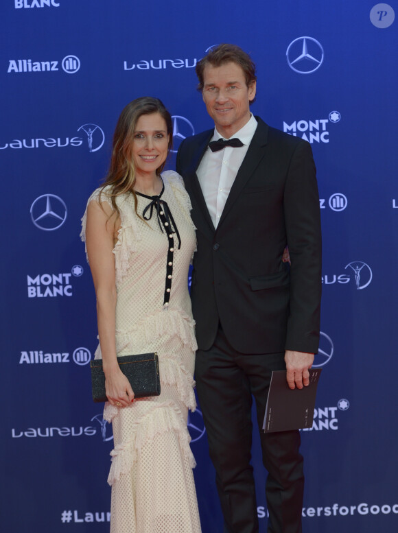 Jens Lehmann et sa femme Conny lors de la soirée des Laureus World Sport Awards 2017 à Monaco le 14 février 2017. © Michael Alesi/Bestimage