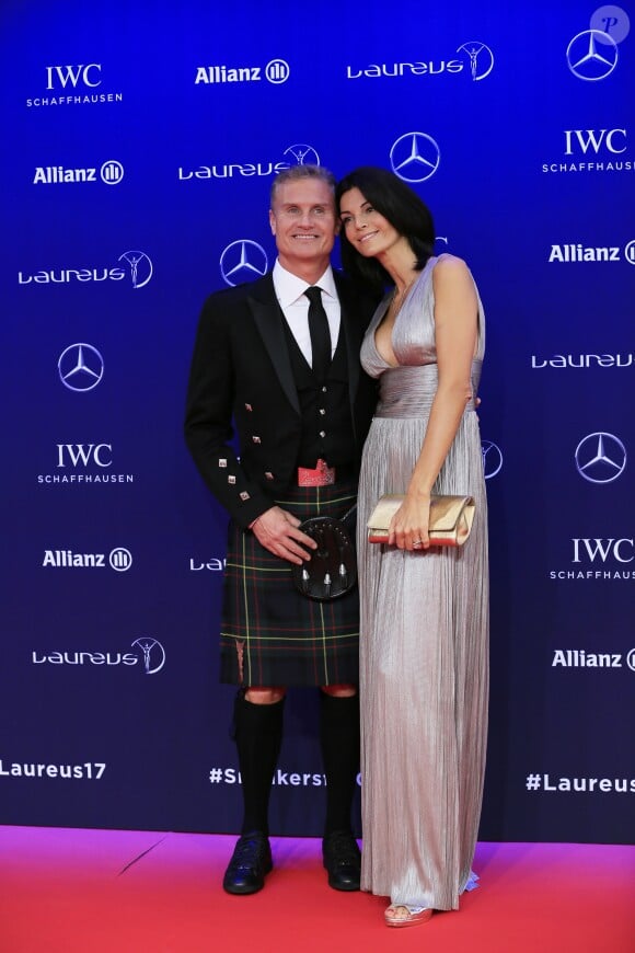 David Coulthard et sa femme Karen Minier - Soirée des Laureus World Sport Awards 2017 à Monaco le 14 février 2017.  Laureus 2017 World Sports Awards red carpet in Monaco on february 14, 2017.14/02/2017 - Monte Carlo
