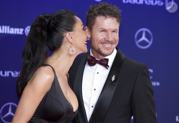 Felix Baumgartner et sa compagne Mihaela Radulescu - Soirée des Laureus World Sport Awards 2017 à Monaco le 14 février 2017.  Laureus 2017 World Sports Awards red carpet in Monaco on february 14, 2017.14/02/2017 - Monte Carlo