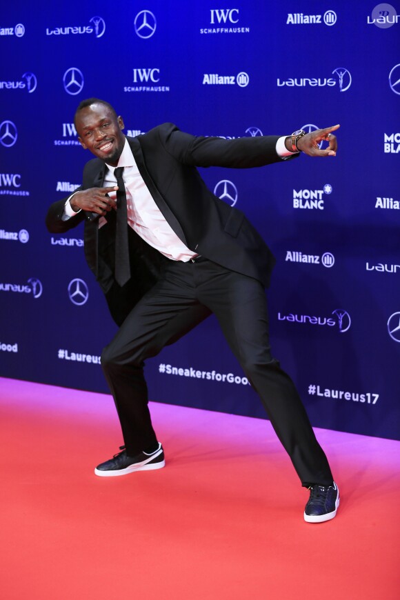 Le sportif de l'année Usain Bolt - Soirée des Laureus World Sport Awards 2017 à Monaco le 14 février 2017.  Laureus 2017 World Sports Awards red carpet in Monaco on february 14, 2017.14/02/2017 - Monte Carlo