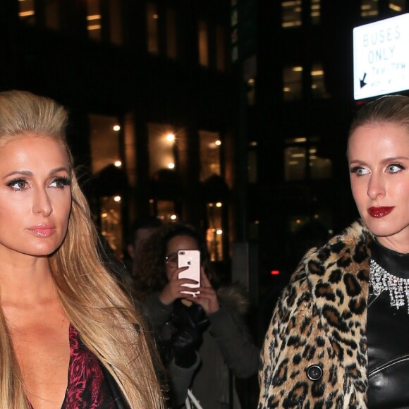 Paris Hilton et Nicky Hilton Rothschild à la sortie du défilé Phillip Plein à New York le 14 février 2017