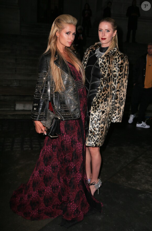 Paris Hilton et Nicky Hilton Rothschild à la sortie du défilé Phillip Plein à New York le 14 février 2017