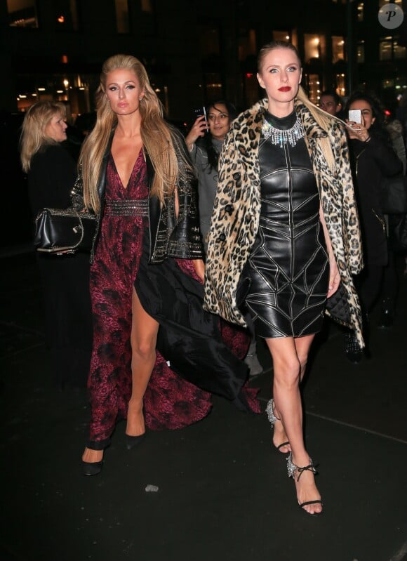 Paris Hilton et Nicky Hilton Rothschild à la sortie du défilé Phillip Plein à New York le 14 février 2017