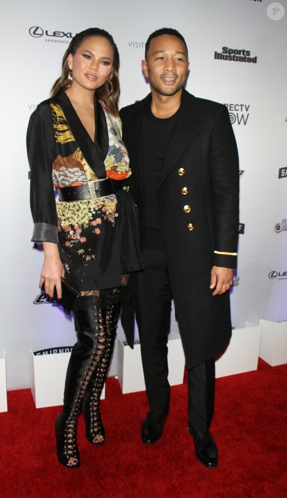 Chrissy Teigen et John Legend - Soirée de sortie du magazine Sports Illustrated Swimsuit 2017 au Center415. New York, le 16 février 2017.