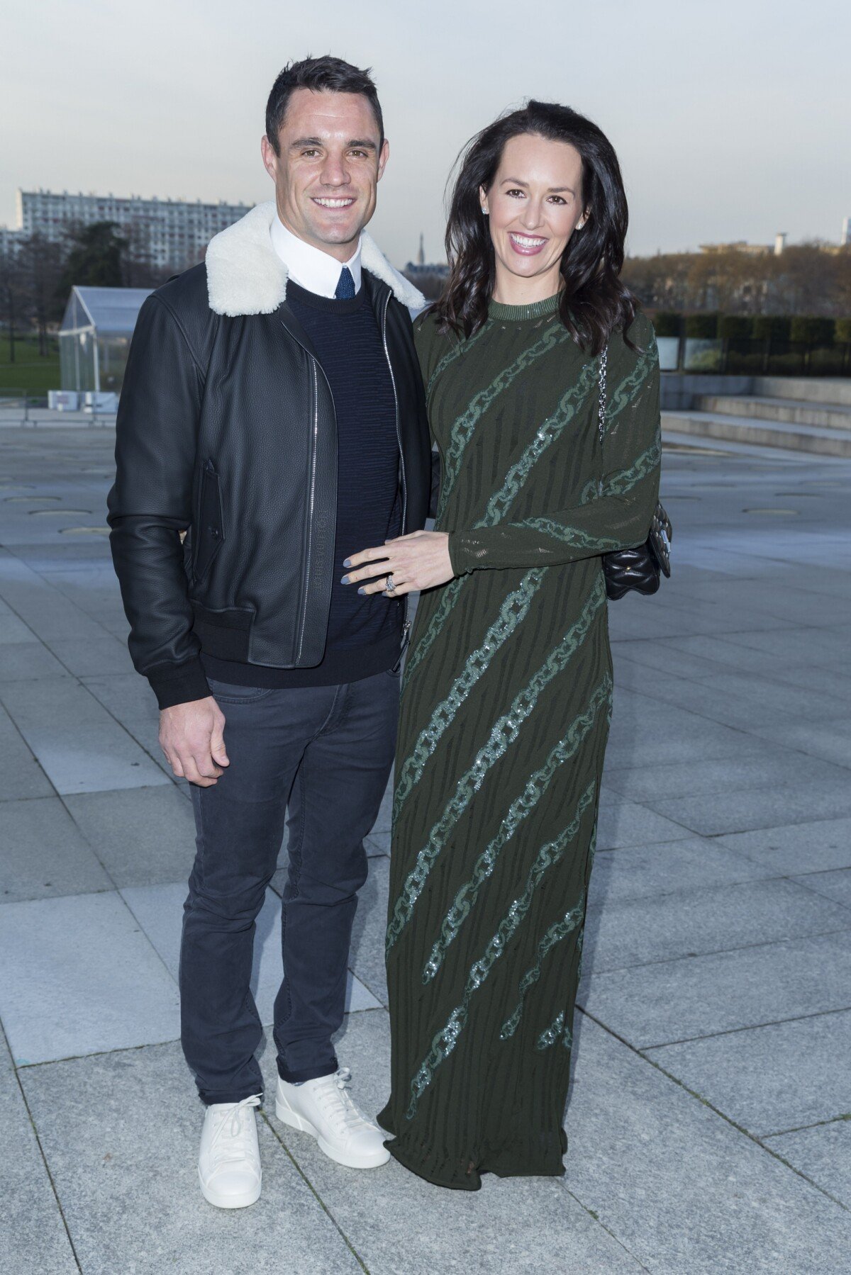 Photo : Dan Carter et sa femme Honor - Arrivées au défilé de mode