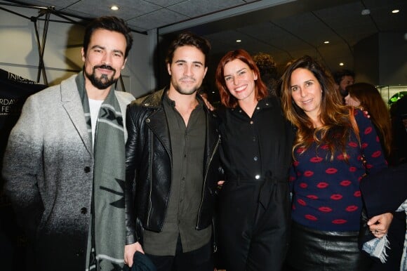 Exclusif - No Web - Damien Sargue, Olivier Dion, Fauve Hautot et Déborah Nahon - People à la générale de la comédie musicale "Saturday Night Fever" au Palais des Sports de Paris le 9 février 2017. © Coadic Guirec - Dominique Jacovides / Bestimage  (no web - No Blog pour suisse et Belgique)09/02/2017 - Paris