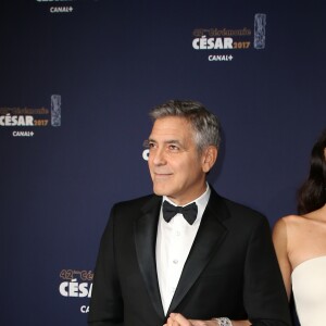 George Clooney et sa femme Amal Alamuddin-Clooney (enceinte) arrivant à la 42e cérémonie des César à la Salle Pleyel à Paris le 24 février 2017. © Olivier Borde / Dominique Jacovides / Bestimage