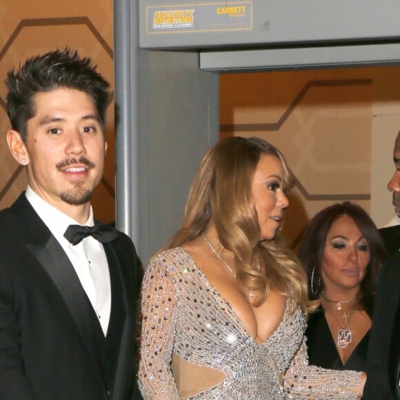 Exclusif - Mariah Carey et son compagnon Bryan Tanaka quittent la soirée du 40ème anniversaire de Floyd Mayweather à Los Angeles le 25 février 2017. © CPA/Bestimage