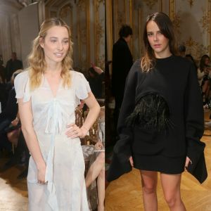 Ilona Smet et Pauline Ducruet étaient les invités stars du défilé John Galliano, à l'Hôtel Le Marois. Paris, le 5 mars 2017.