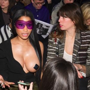 Caroline de Maigret, Nicki Minaj, Lou Doillon assistent au défilé de mode Haider Ackermann collection prêt-à-porter Automne-Hiver 2017-2018 lors de la fashion week à Paris, le 4 mars 2017. 