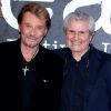 Johnny Hallyday et Claude Lelouch - Soirée d'ouverture du 6ème Festival International du Film Policier de Beaune avec un hommage à Johnny Hallyday pour l'ensemble de sa carrière cinématographique, le 2 avril 2014.