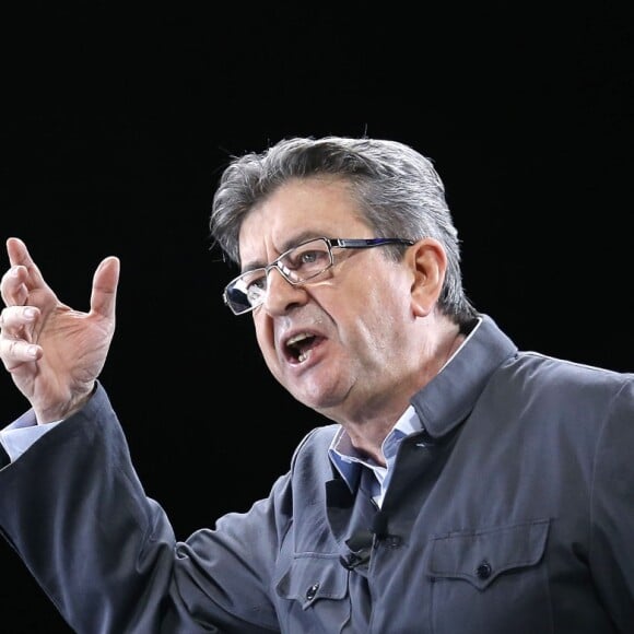 Meeting de Jean-Luc Mélenchon, candidat à l'élection présidentielle de la "France Soumise" à l'espace Paul Bocuse de l'Eurexpo, à Chassieu, près de Lyon le 5 février 2017, en simultané avec le meeting de Jean-Luc Mélenchon sous forme d'hologramme au Docks de Paris Aubervilliers.