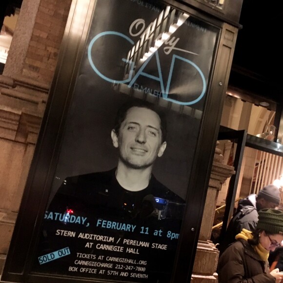 Exclusif - Illustration de l'affiche du spectacle "Oh My Gad" - Gad Elmaleh se produit sur la mythique scène du "Carnegie Hall" à New York, avec son spectacle "Oh My Gad", entièrement joué en anglais à New York City, New York, Etats-Unis, le 11 février 2017. © Dominique Jacovides/Bestimage