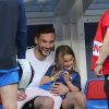 Le capitaine de l'équipe de France Hugo Lloris avec sa fille lors du match des 8ème de finale de l'UEFA Euro 2016 France-Irlande au Stade des Lumières à Lyon, France le 26 juin 2016. © Cyril Moreau/Bestimage