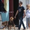 Exclusif - Amanda Seyfried enceinte et son fiancé Thomas Sadoski se promènent avec leur chien Finn et s'arrêtent déjeuner à West Hollywood, le 7 mars 2017.