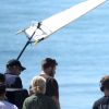 Le mannequin Romee Strijd en plein shooting sur la plage de Malibu, le 29 mars 2017.