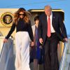 Le président américain Donald Trump et sa femme Melania arrivent à l'aéroport de Palm Beach à bord d'air force one avec le premier ministre japonais Shinzo Abe et sa femme Akie Abe. Palm Beach, le 10 février 2017.