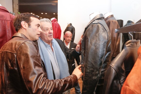 Exclusif - Alain Delon et son fils Anthony Delon - Lancement de la marque de vêtements de cuir "Anthony Delon 1985" chez Montaigne Market à Paris. Le 7 mars 2017 © Philippe Doignon / Bestimage