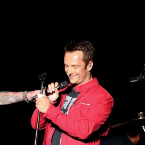 Exclusif - David Hallyday - Johnny Hallyday en duo pour son 2ème concert de la tournée "Born Rocker Tour" au POPB de Bercy a Paris. Le 15 juin 2013.
