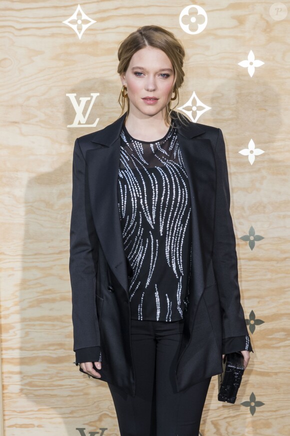 Léa Seydoux - Photocall - Cocktail du dîner de présentation de la nouvelle collection Vuitton "Masters, Les Grands Maîtres" en collaboration avec Jeff Koons au Louvre à Paris, le 11 avril 2017. © Olivier Borde/Bestimage