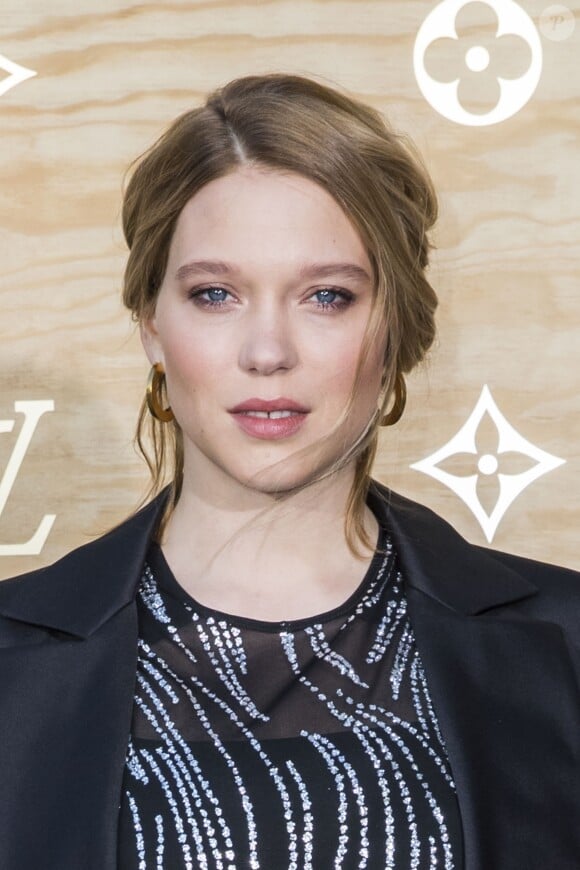Léa Seydoux - Photocall - Cocktail du dîner de présentation de la nouvelle collection Vuitton "Masters, Les Grands Maîtres" en collaboration avec Jeff Koons au Louvre à Paris, le 11 avril 2017. © Olivier Borde/Bestimage